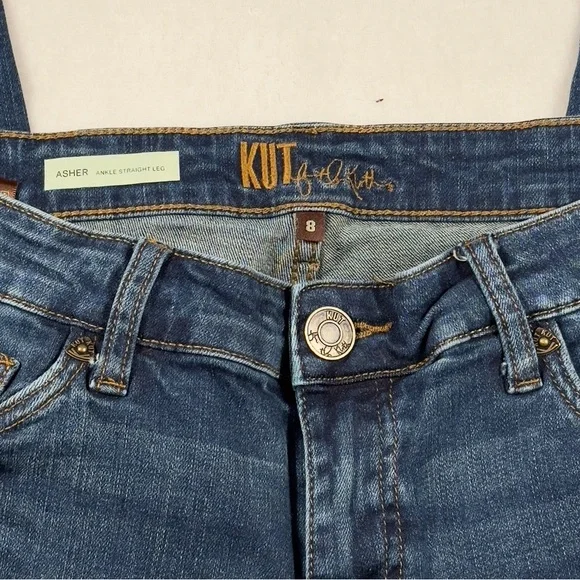 Kut From the Kloth Asher Frayed Cuffed Straight Leg Jeans Size 8 - Picture 2 of 12